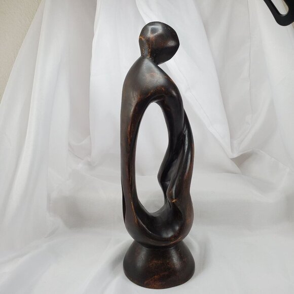 VTG Impressionist Ironwood Abstract Human Sculpture Handmade From Ghana 13.25" - Picture 14 of 14
